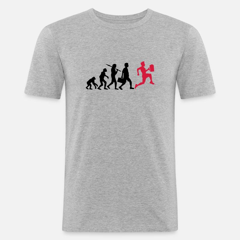 Evolution Bier Rennen Saufen - Männer Slim Fit T-Shirt - Grau meliert