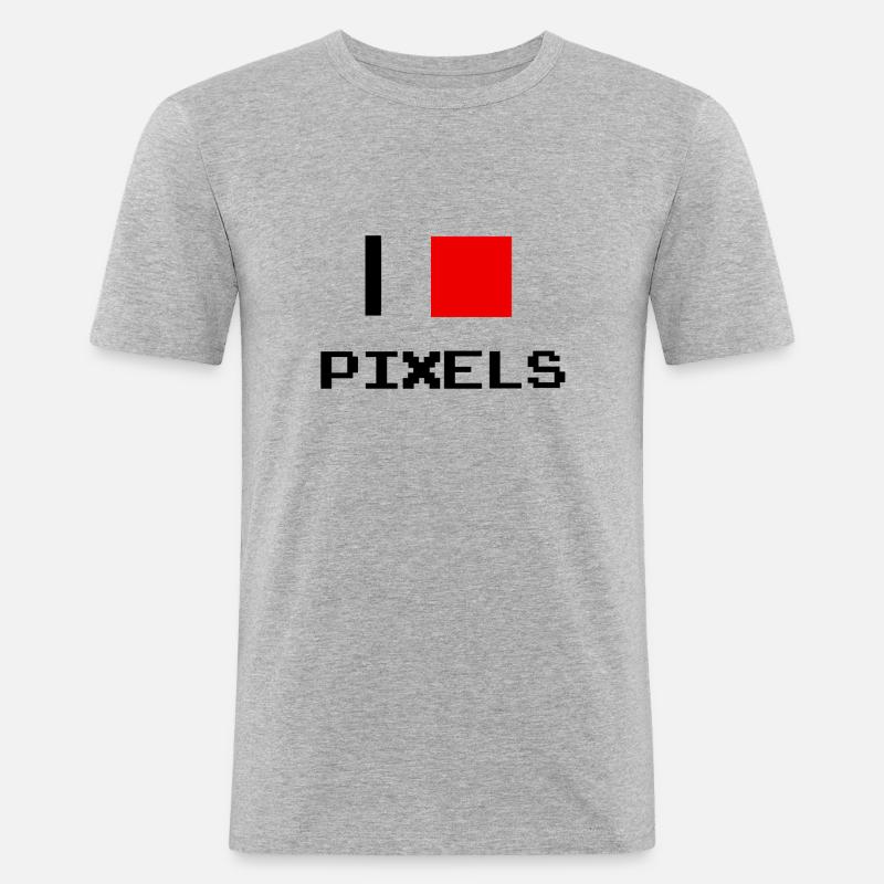 pixel - Männer Slim Fit T-Shirt - Grau meliert