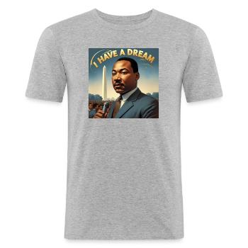 Martin Luther König - Männer Slim Fit T-Shirt - Grau meliert - Vorne - Nik (191cm)