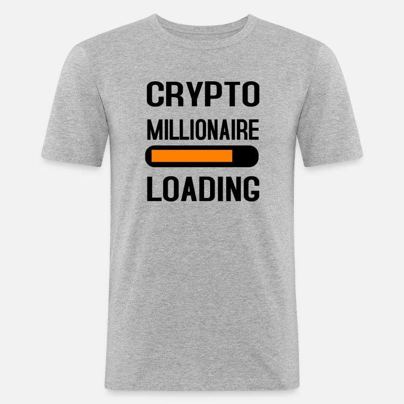 Trading di Bitcoin e azioni crittografiche - Maglietta aderente da uomo - grigio melange
