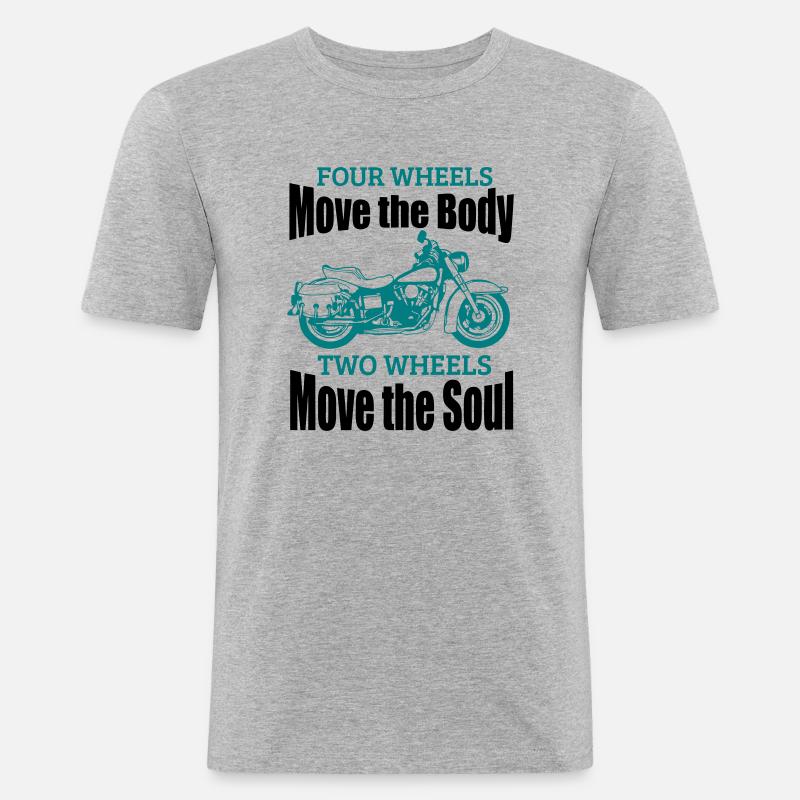 TWO WHEELS MOVE THE SOUL! - Männer Slim Fit T-Shirt - Grau meliert