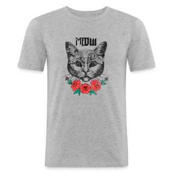 Meow - Men's Slim Fit T-Shirt - heather grey - Front - Nik (191cm)