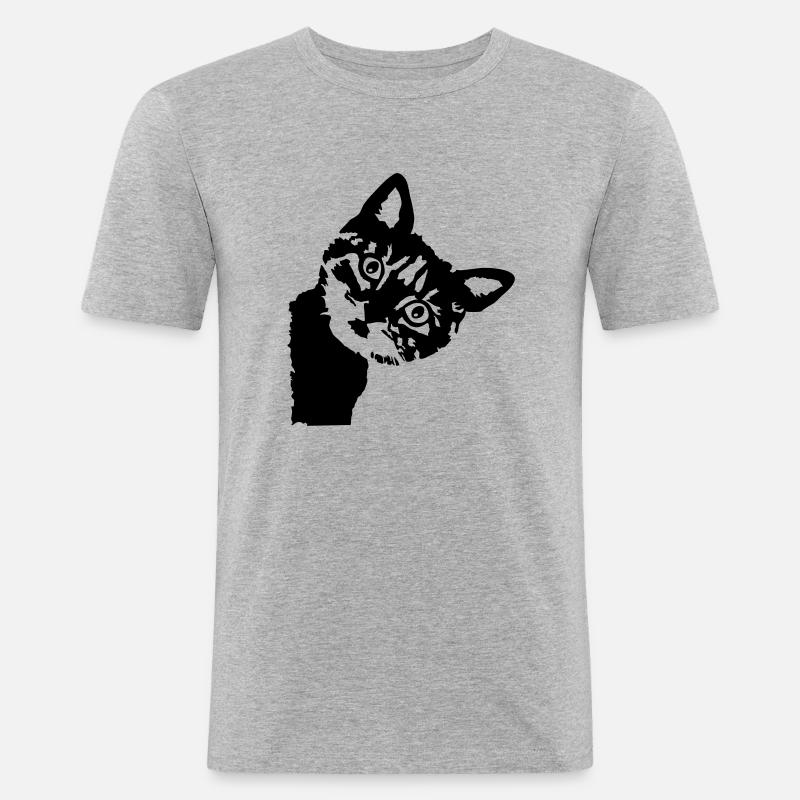 Katze, süßes Kätzchen - Männer Slim Fit T-Shirt - Grau meliert