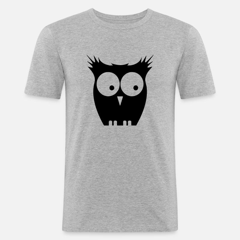 eule - Männer Slim Fit T-Shirt - Grau meliert