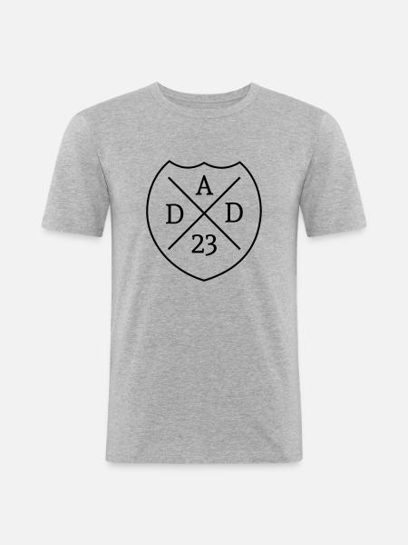 Dad 23 Wappen - Farbwechsel - Männer Slim Fit T-Shirt - Grau meliert