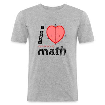 i love math - Männer Slim Fit T-Shirt - Grau meliert - Vorne - Nik (191cm)