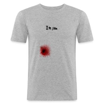 Bleeding gunshot wound Halloween - Men's Slim Fit T-Shirt - heather grey - Front - Nik (191cm)