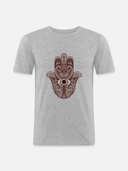 Hand of Fatima - Hamsa - Men's Slim Fit T-Shirt - heather grey