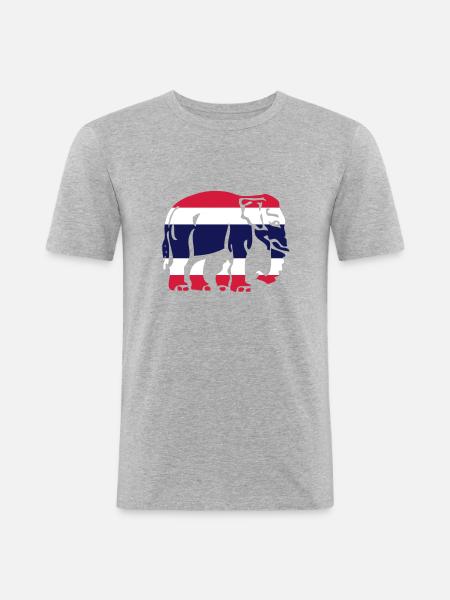Thai Flag Elephant Crossing Sign - Men's Slim Fit T-Shirt - heather grey