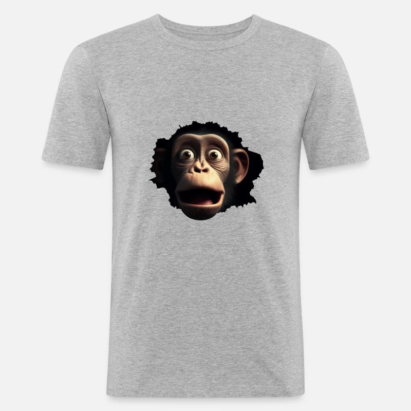 Schockierter Affe - Männer Slim Fit T-Shirt - Grau meliert