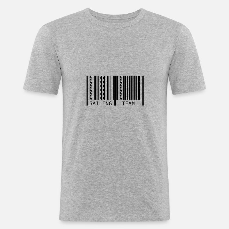 Nautischer Barcode - Männer Slim Fit T-Shirt - Grau meliert