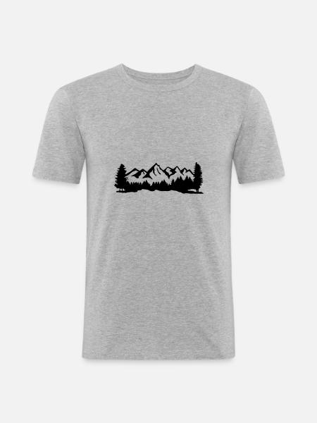 Berge, Wald und Bäume - Männer Slim Fit T-Shirt - Grau meliert
