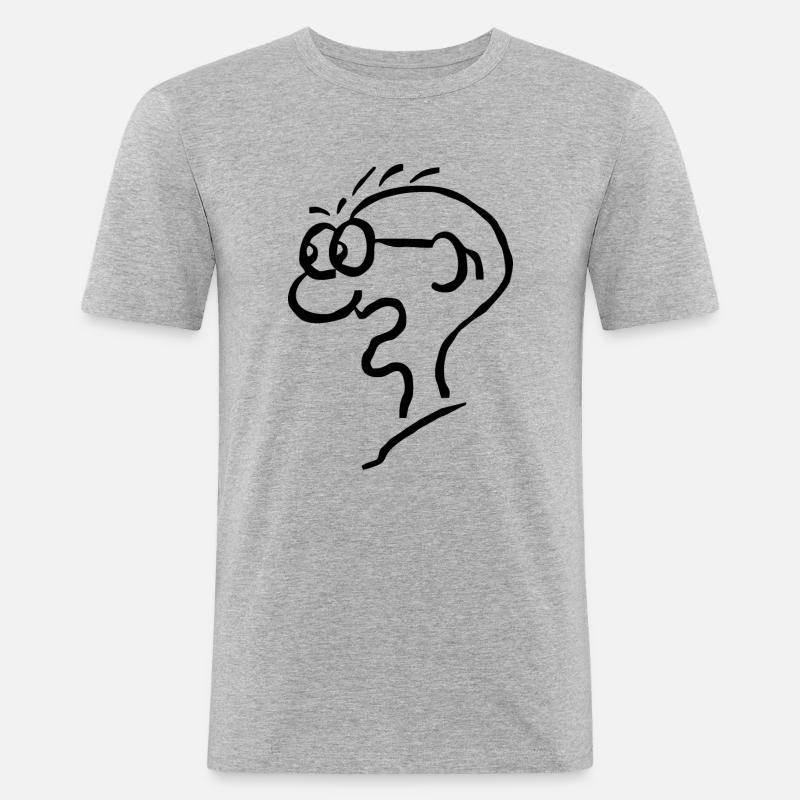 Comic - Alter Mann mit Brille - Männer Slim Fit T-Shirt - Grau meliert