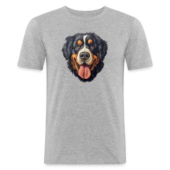 Bouvier bernois - T-shirt près du corps Homme - gris chiné - Devant - Nik (191cm)