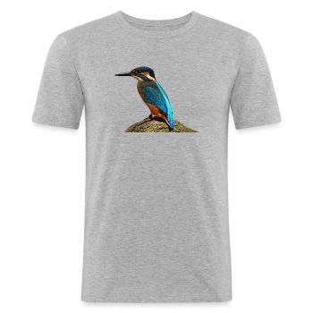 Majestätischer Eisvogel im Digital-Art Stil - Männer Slim Fit T-Shirt - Grau meliert - Vorne - Nik (191cm)