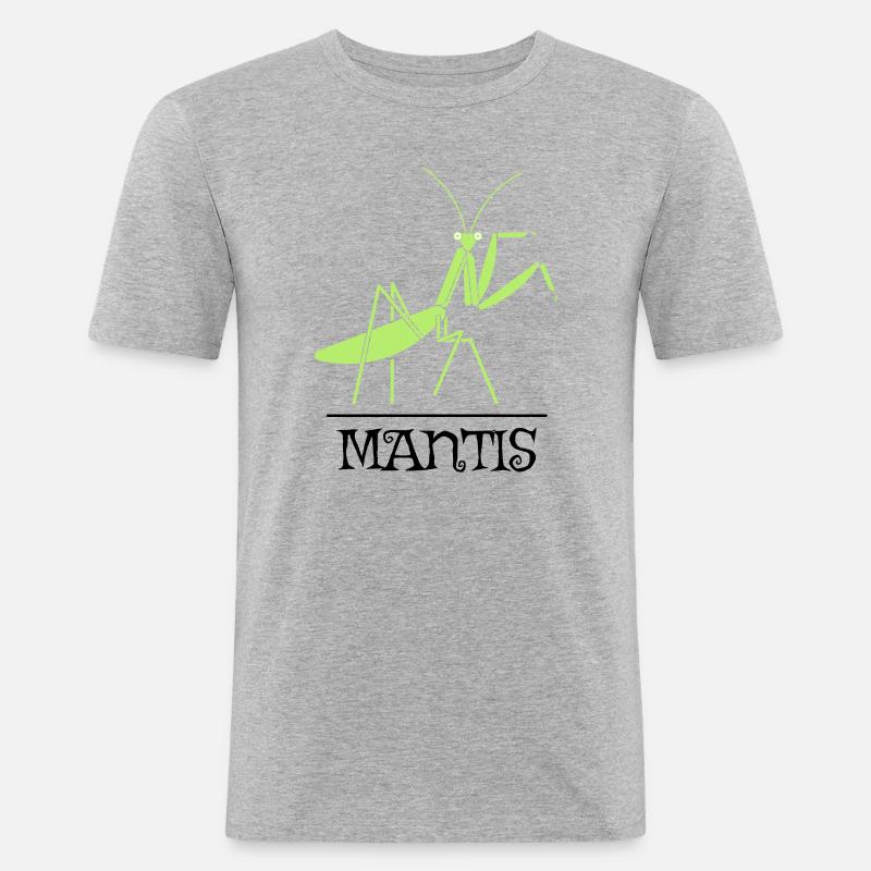 Mantis Gottesanbeterin Insekt Design - Männer Slim Fit T-Shirt - Grau meliert