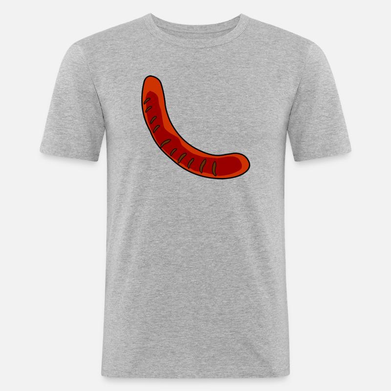 Wurst oder Bratwurst - Männer Slim Fit T-Shirt - Grau meliert