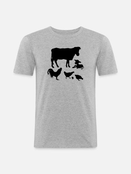 Cow calf chickens rooster chicks - Men's Slim Fit T-Shirt - heather grey