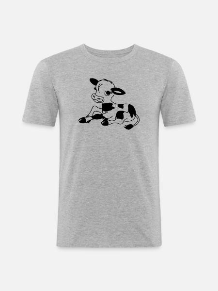 Veau - T-shirt près du corps Homme - gris chiné