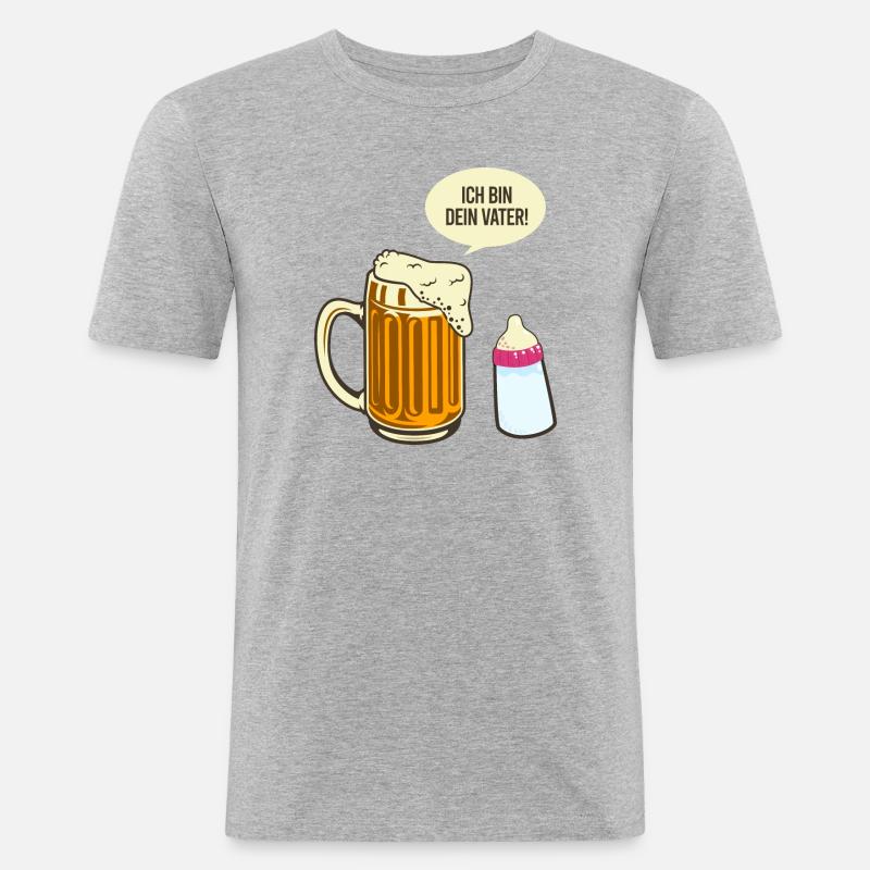 Ich bin dein Vater Bier Meme - Männer Slim Fit T-Shirt - Grau meliert
