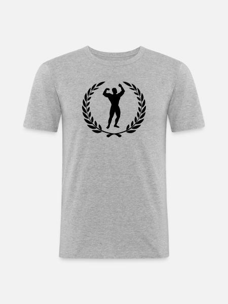 Sportpreis Lorbeerkranz Bodybuilding - Männer Slim Fit T-Shirt - Grau meliert