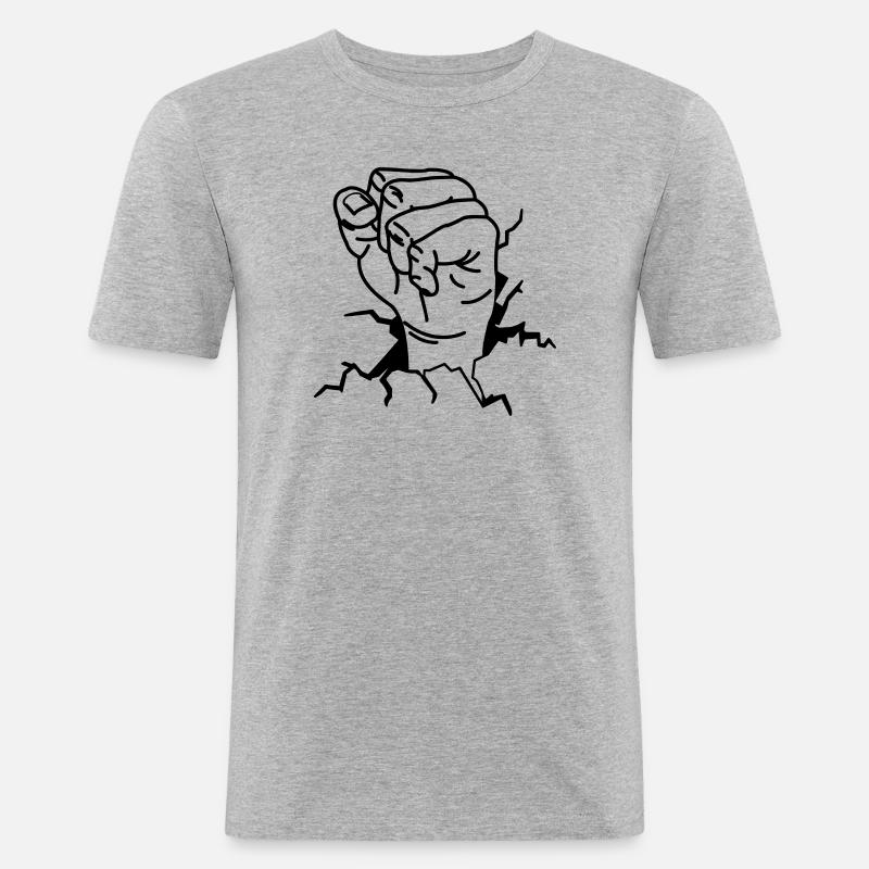 FAUST - Männer Slim Fit T-Shirt - Grau meliert
