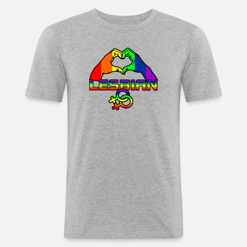 Regenbogen lesbies stolzes Logo 4 - Männer Slim Fit T-Shirt - Grau meliert