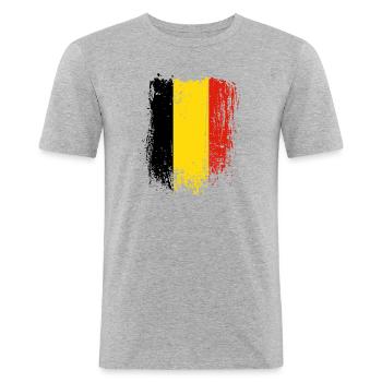 Brushed Belgian Flag Stripes - Men's Slim Fit T-Shirt - heather grey - Front - Nik (191cm)