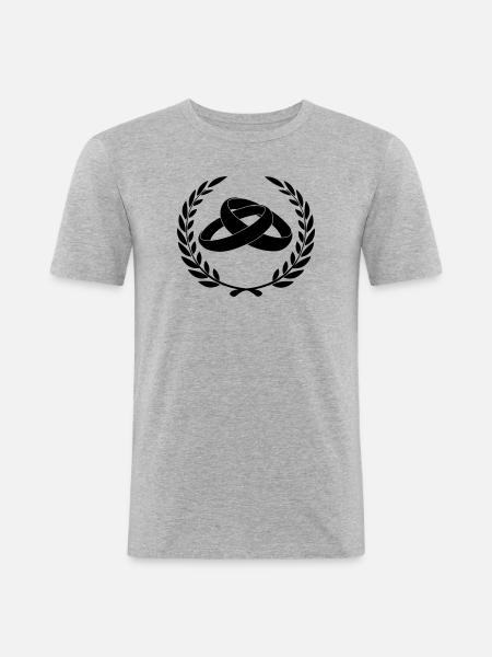Eheringe im Lorbeerkranz - Männer Slim Fit T-Shirt - Grau meliert