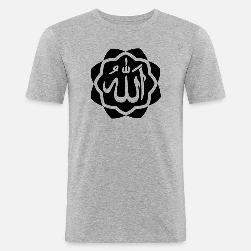 Allah Gott Logo im Rahmen - Männer Slim Fit T-Shirt - Grau meliert