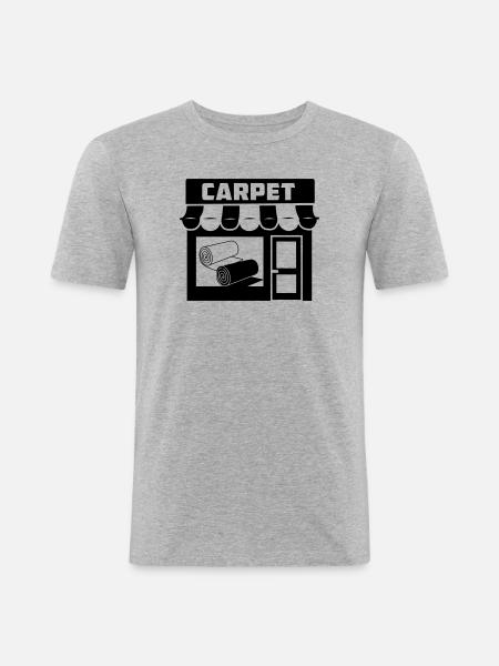 Teppichrollen-Logo im Geschäft - Männer Slim Fit T-Shirt - Grau meliert