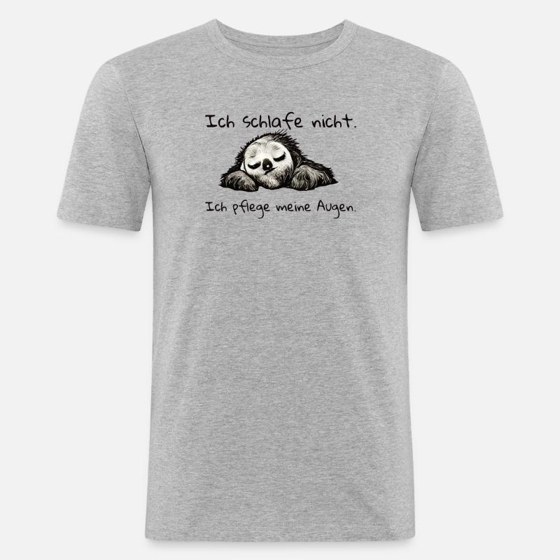Faultier ich schlafe nicht - Männer Slim Fit T-Shirt - Grau meliert