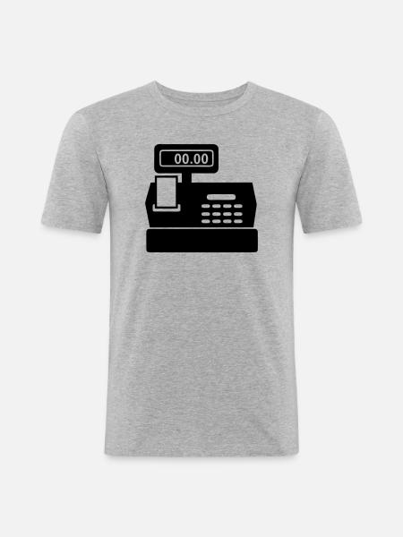 Kasse für Supermarkt - Männer Slim Fit T-Shirt - Grau meliert