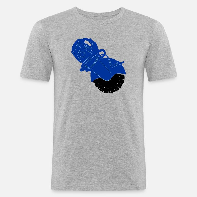 Pflastersteinsäge oder Steinsägemaschine - Männer Slim Fit T-Shirt - Grau meliert