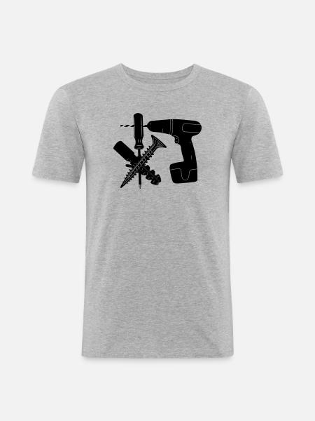 Screw and plug drill - Men's Slim Fit T-Shirt - heather grey