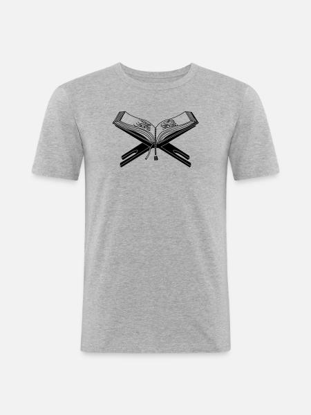 Koranlogo heiliges Buch - Männer Slim Fit T-Shirt - Grau meliert