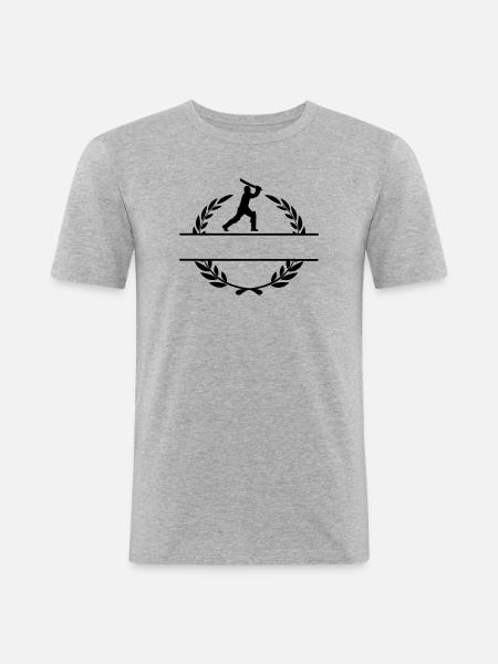 Cricket player in laurel wreath - Men's Slim Fit T-Shirt - heather grey