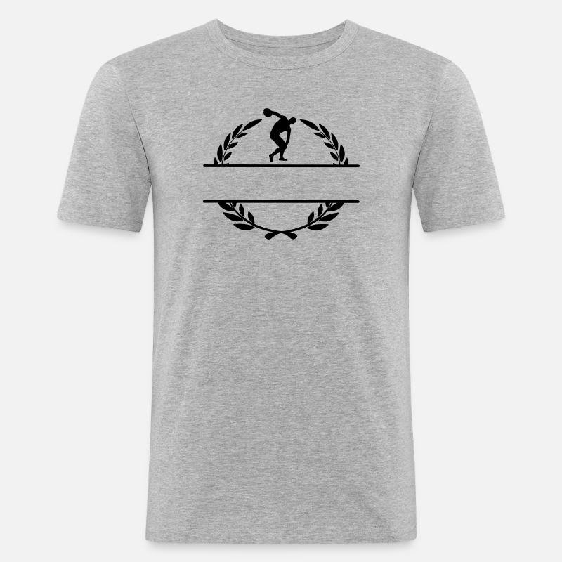 Diskuswerfer im Lorbeerkranz - Männer Slim Fit T-Shirt - Grau meliert