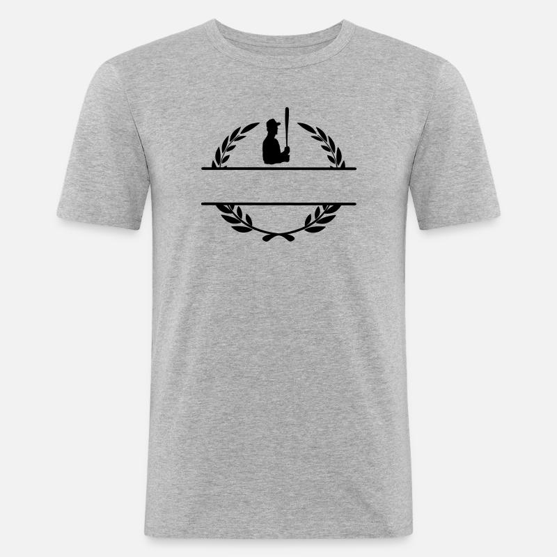 Baseball-Hitter im Lorbeerkranz-Monogramm - Männer Slim Fit T-Shirt - Grau meliert