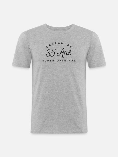 Cadeau 35 ans - T-shirt près du corps Homme - gris chiné