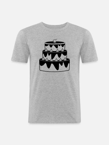 Birthday cake shadow image - Men's Slim Fit T-Shirt - heather grey