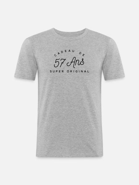 Cadeau 57 ans - T-shirt près du corps Homme - gris chiné