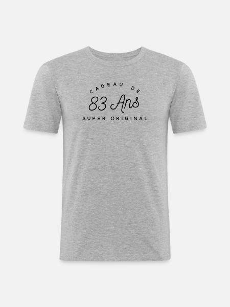 Cadeau 83 ans  - T-shirt près du corps Homme - gris chiné
