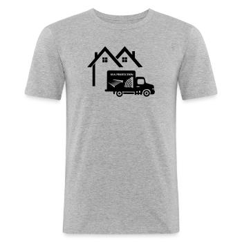 Haus LKW Jalousien - Männer Slim Fit T-Shirt - Grau meliert - Vorne - Nik (191cm)