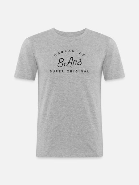 Cadeau 8 ans - T-shirt près du corps Homme - gris chiné