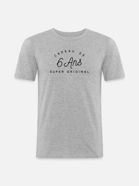 Cadeau 6 ans  - T-shirt près du corps Homme - gris chiné