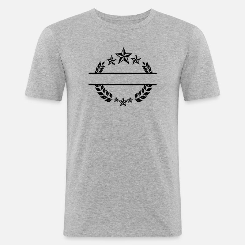 Couronne de laurier avec étoiles - T-shirt près du corps Homme - gris chiné