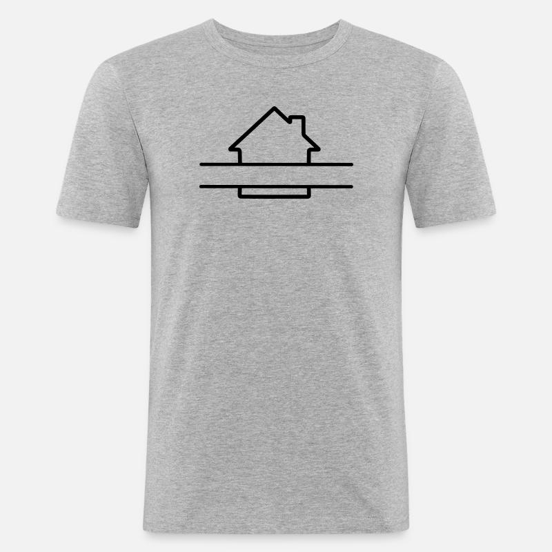 Haus einfaches langes Textbanner - Männer Slim Fit T-Shirt - Grau meliert
