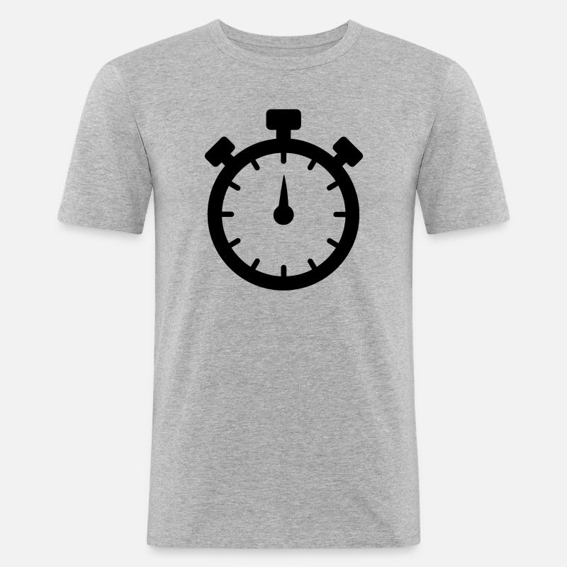 Stoppuhr 2 - Männer Slim Fit T-Shirt - Grau meliert