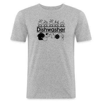 Geschirrspüler Logo Geschirrspülküche - Männer Slim Fit T-Shirt - Grau meliert - Vorne - Nik (191cm)